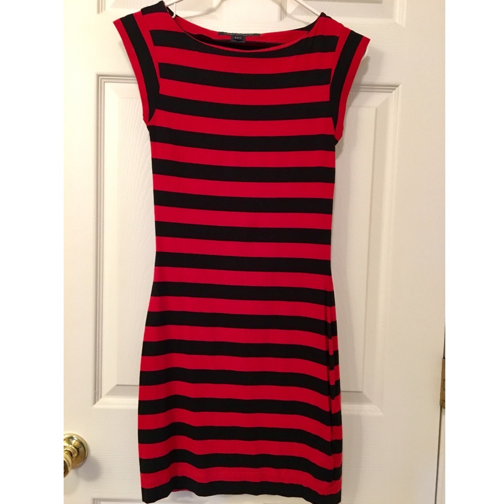 Red and black French Connection fitted dress.